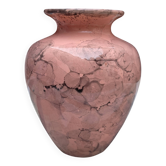 Vase vintage en céramique -rose poudré / pêche avec effet nacré et marbré /