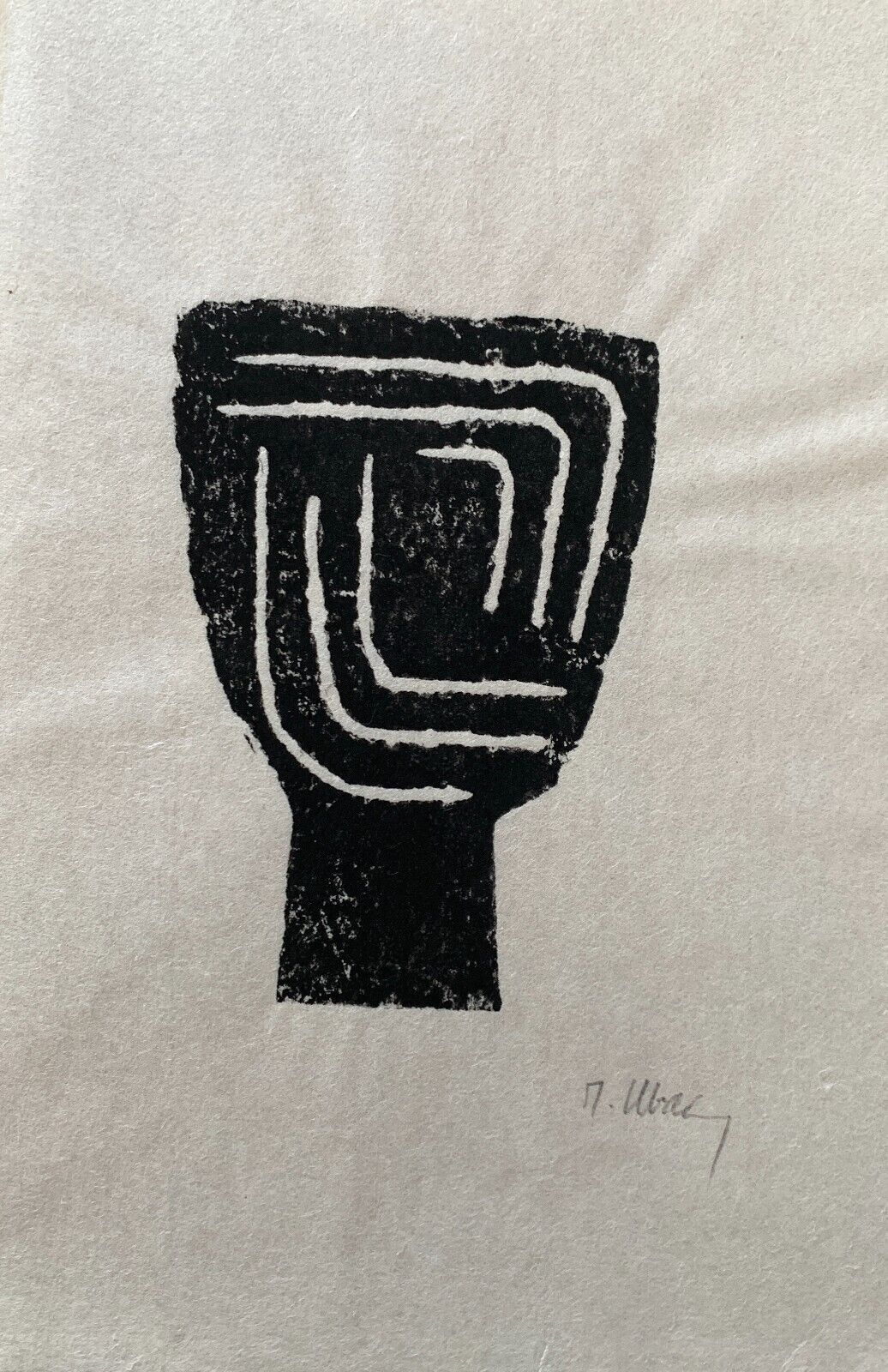 Original slate print on Japan by Raoul UBAC, Head I, 1975
