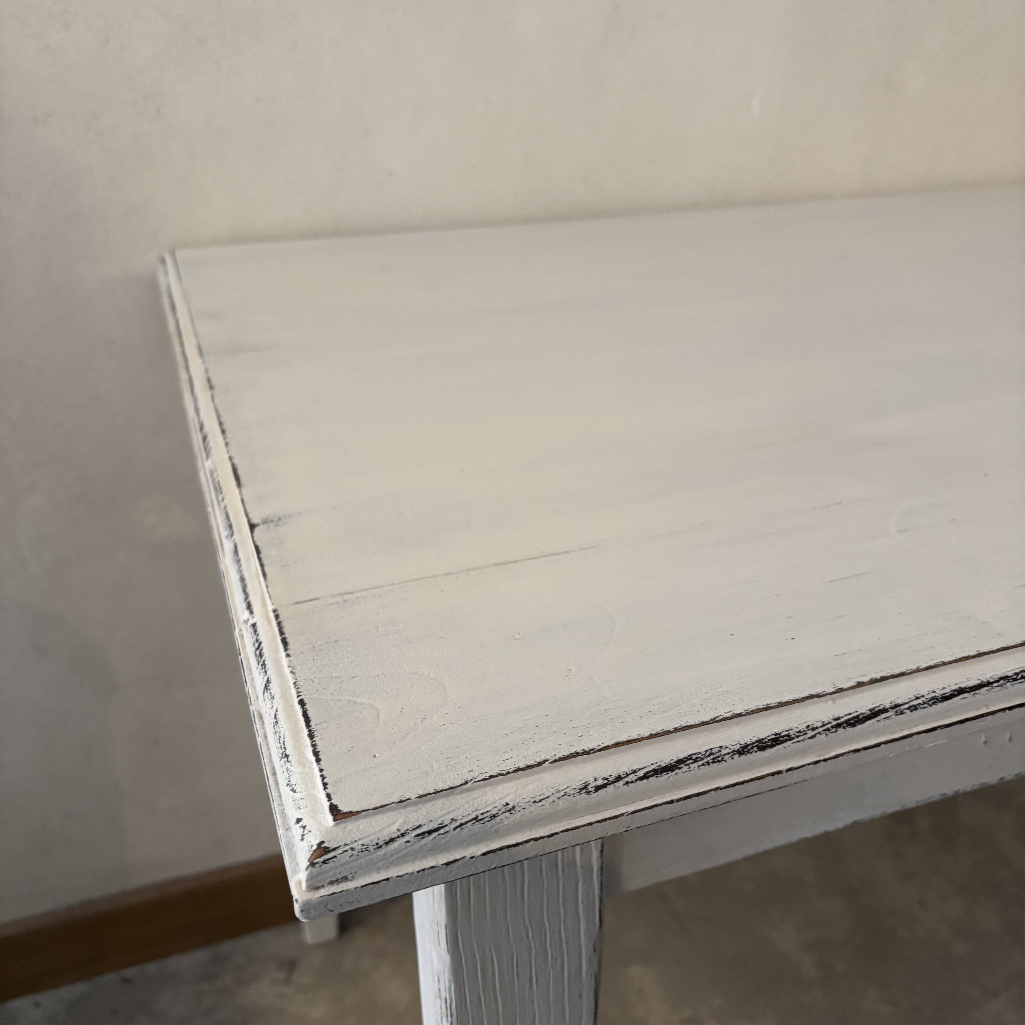 Wooden table, white patina