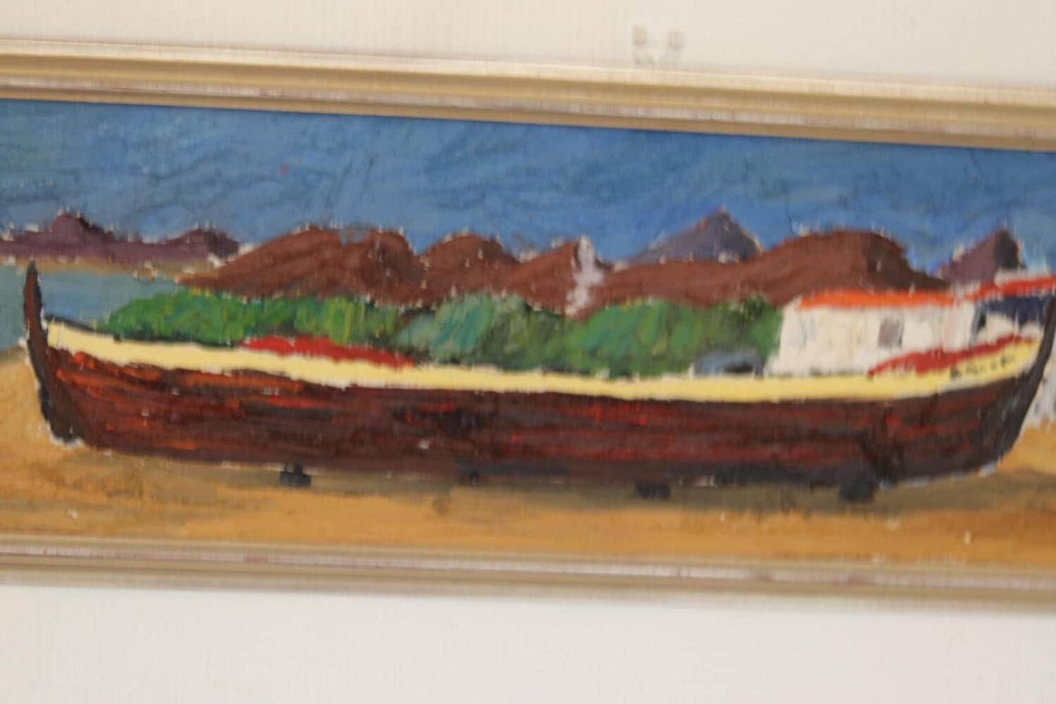 Swedish Oil on Canvas – “Boat” by Thord Leonard – Vintage & Framed