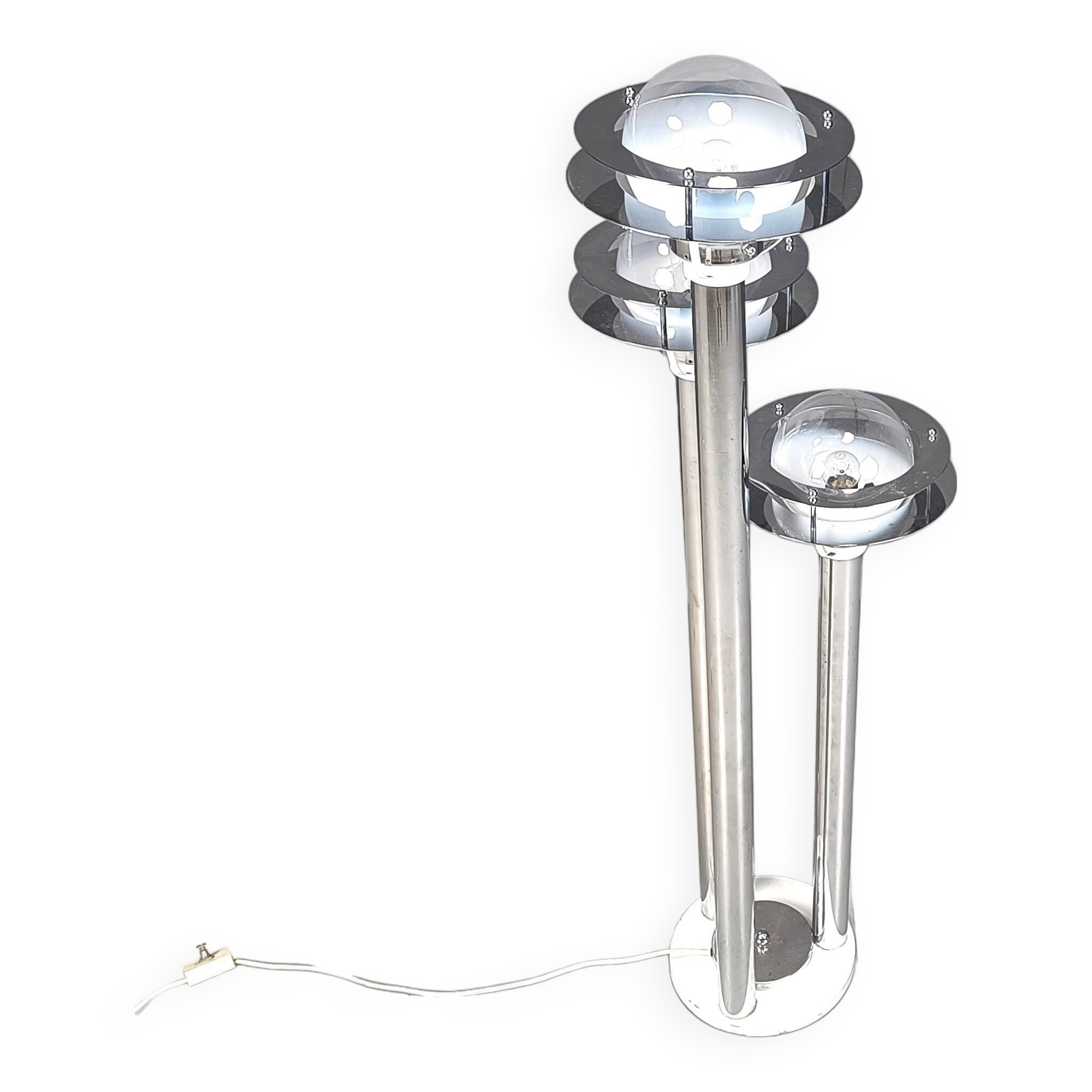 Space age chromed and glass floor lamp, 1970s