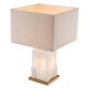 Pair of table lamps in alabaster and patinated brass