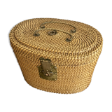 Chinese wicker and brass basket