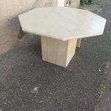Exagonal travertine coffee table