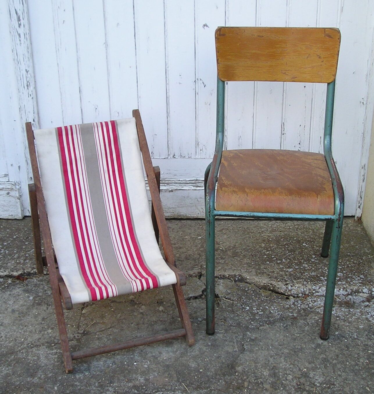 Old deck chair for children