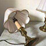 Pair of brass bedside lamps