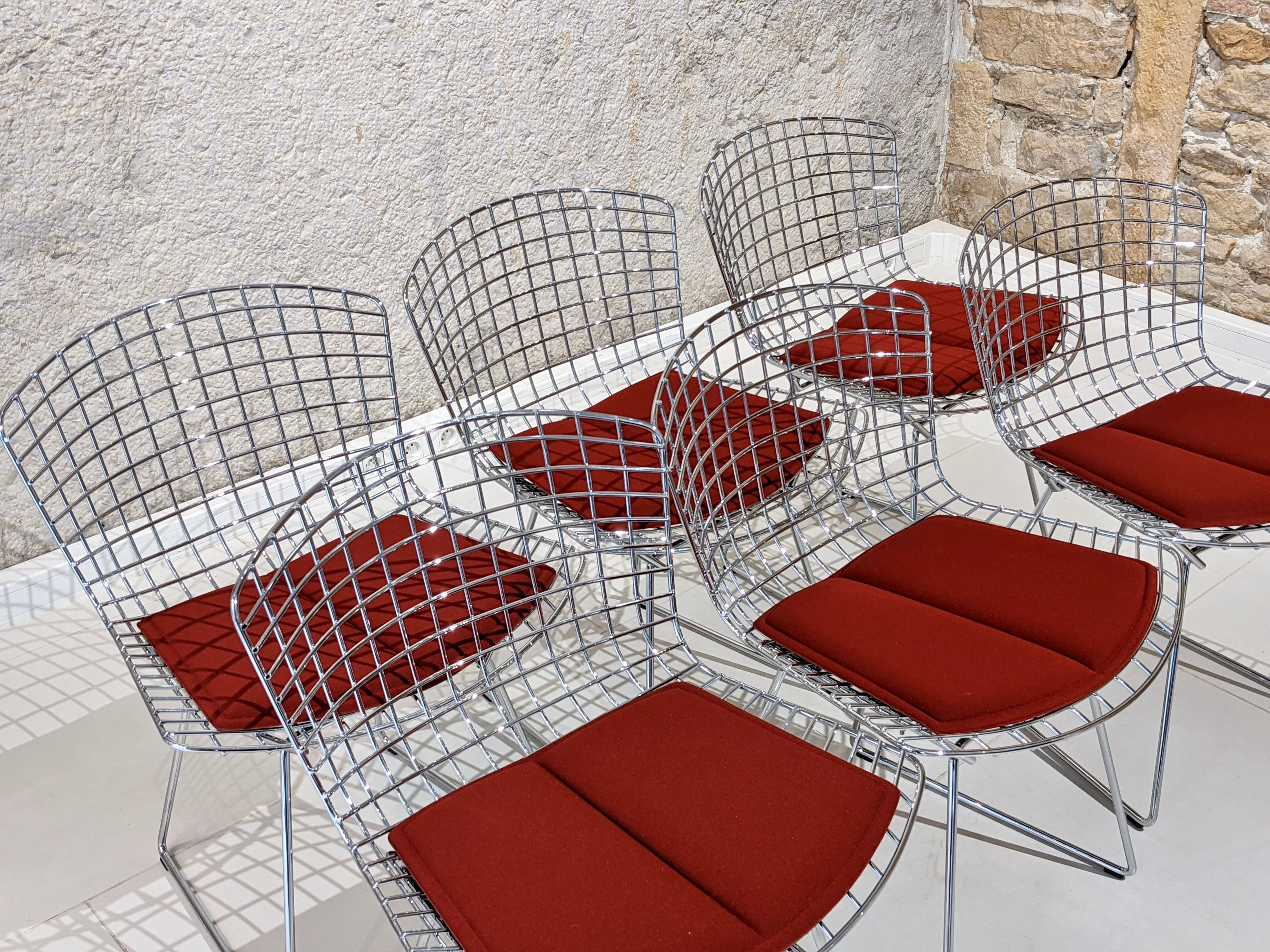 Set of 6 Bertoia chairs for Knoll