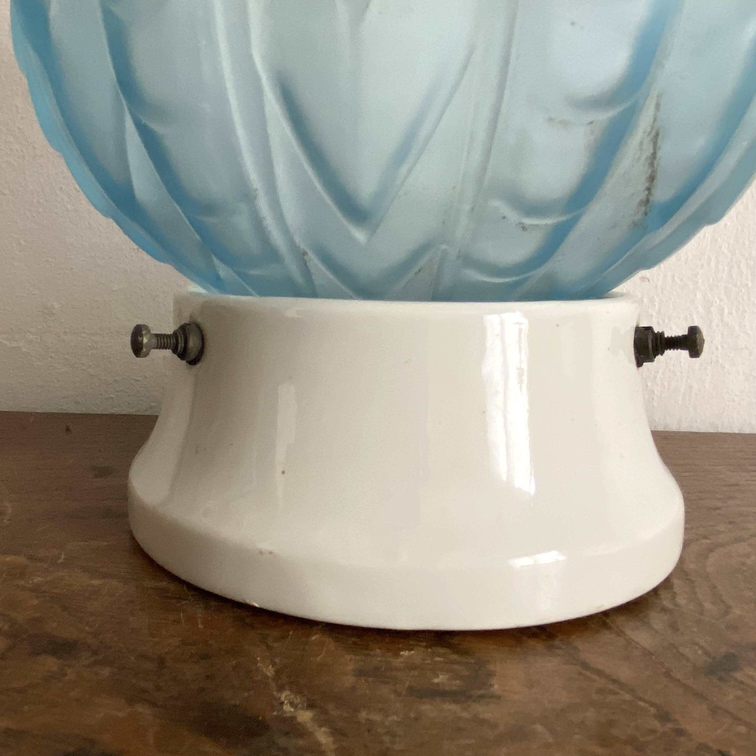Art Deco glass and porcelain ball ceiling light