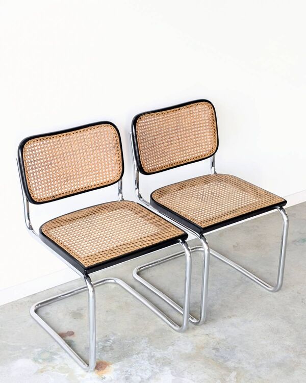 2 chaises vintage Cesca B32 édition Gavina par Marcel Breuer, 1960.