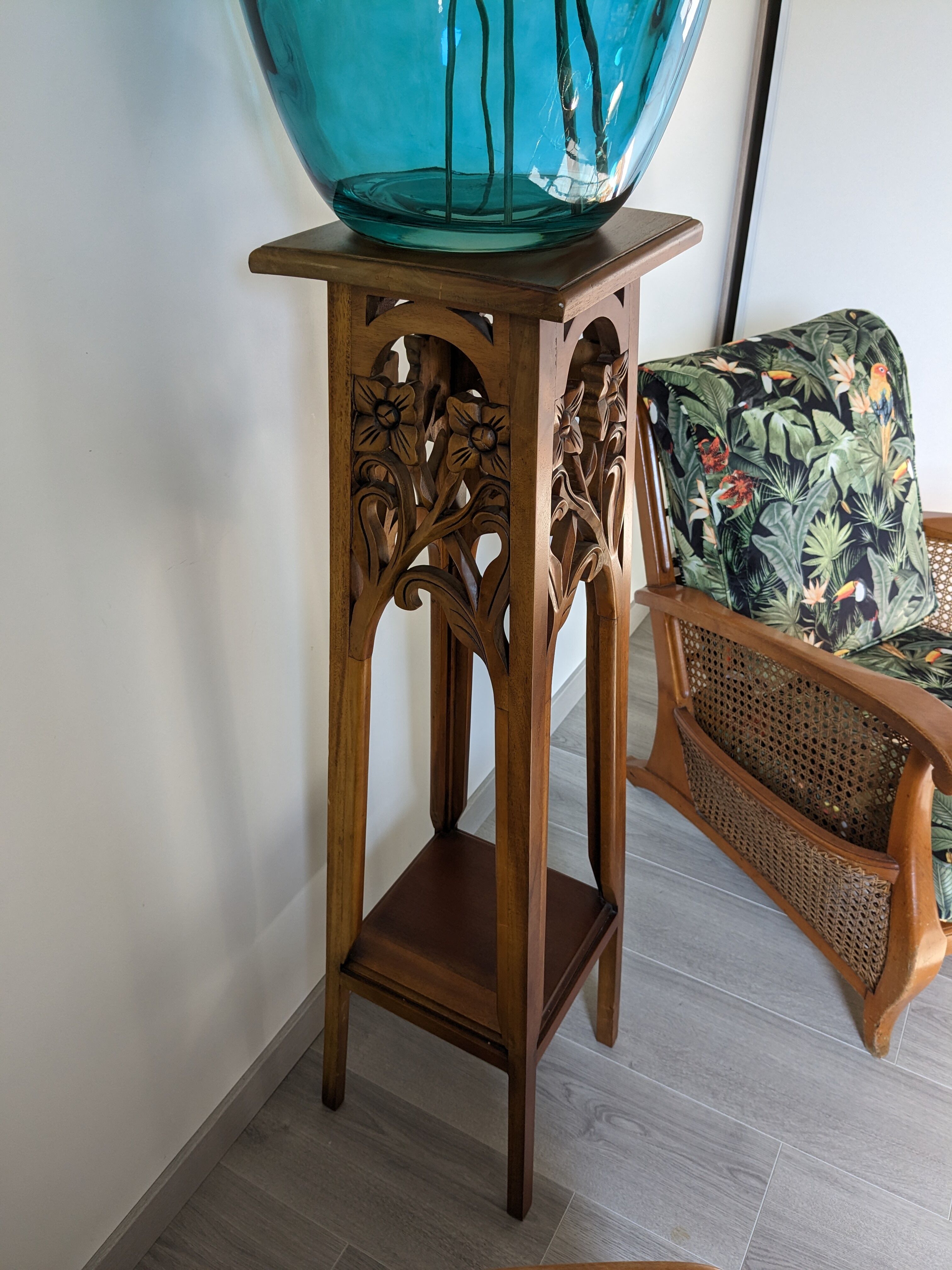 Art nouveau spirit side table in solid walnut