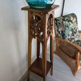 Art nouveau spirit side table in solid walnut