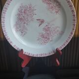 Plat rond en terre de fer rose, Faïencerie d'Onnaing
