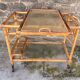 Vintage rolling dessert trolley in rattan, removable tray, Riviera style, 50s-60s.