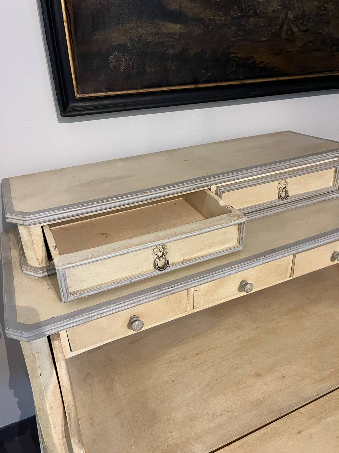 Wooden desk with patina