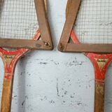 Pair of vintage Majestic tennis rackets with press.