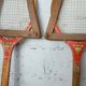 Pair of vintage Majestic tennis rackets with press.