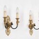 Impressive set of a large bronze Empire Chandelier with 2 wall lights, Belgium ca. 1950