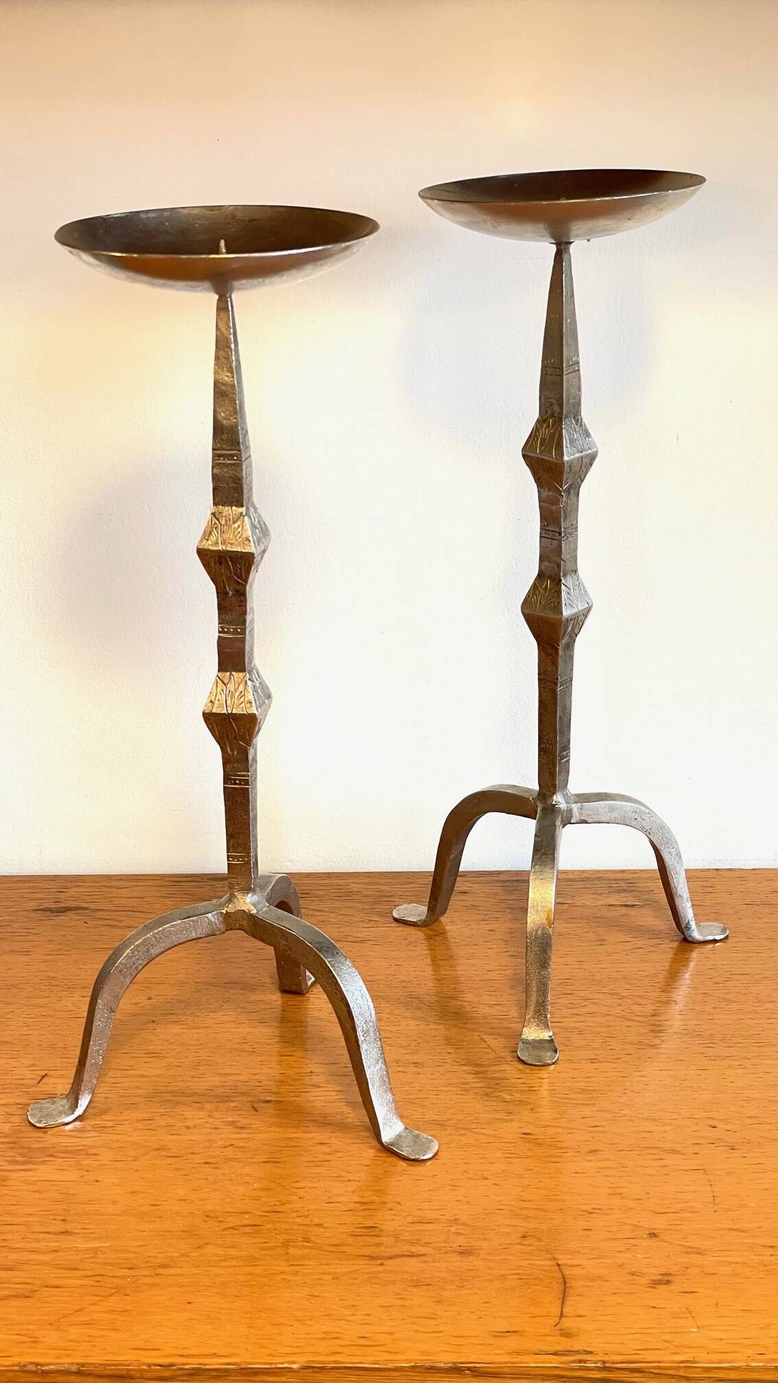 Large Paris steel candle holders