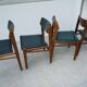Set of 4 Scandinavian Teak and Green Leatherette Dining Chairs