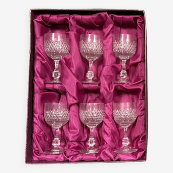 Baccarat : série de 6 verres a vin en cristal service Lucullus vers 1970