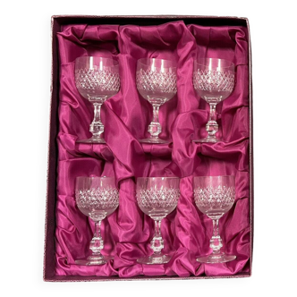 Baccarat : série de 6 verres a vin en cristal service Lucullus vers 1970