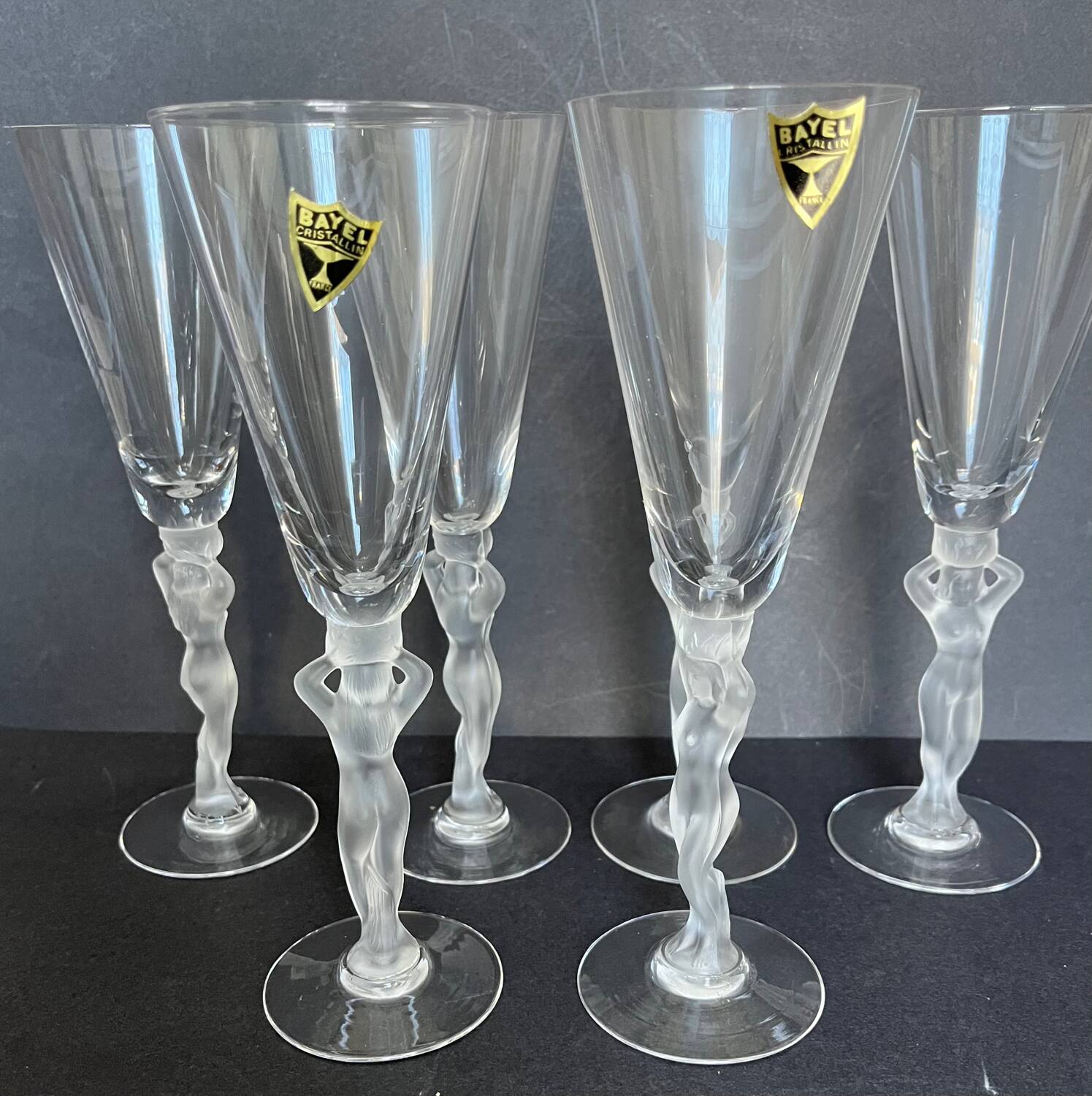 6 Bayel crystal champagne flutes
