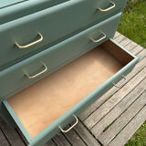 Vintage 1960s cedar green chest of drawers with 4 drawers.