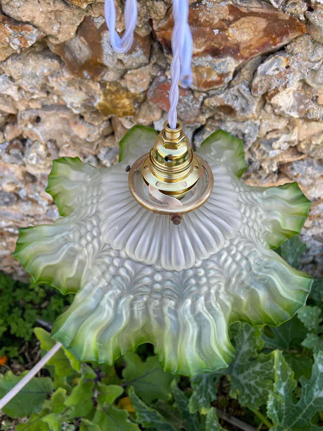 Vintage pleated pendant light 1900