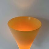Pair of vintage wall lights, amber glass and patinated brass, France 1960