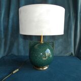 Lamp ball in ceramic green gold style art deco french work circa 1980