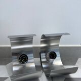 Pair of Space Age brushed metal wall lights
