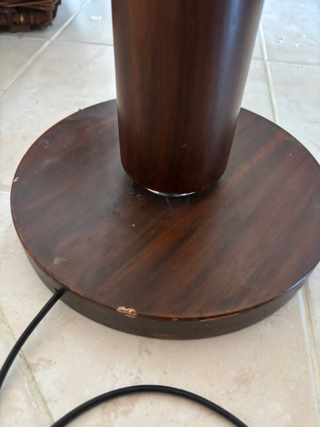 Metal and wood floor lamp