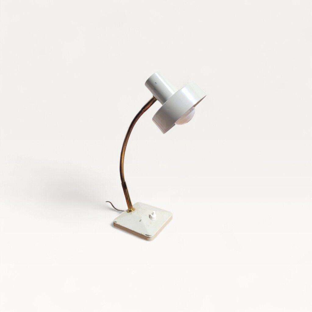 Revised vintage beige and gold Aluminor lamp.