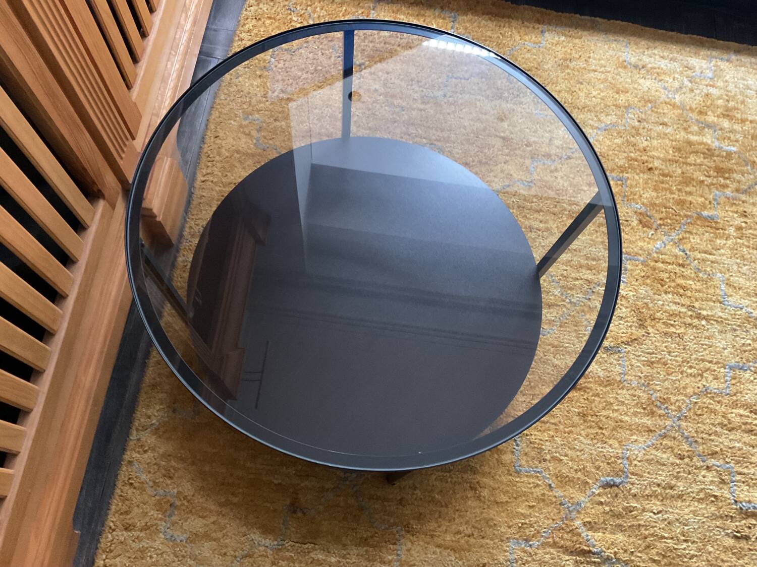 Glass and metal table