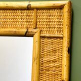 Vintage mid-century bamboo and rattan mirror by Dal Vera, Italy 1970s.