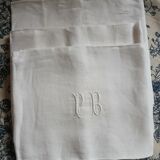 3 small antique tablecloths with embroidered initials PB