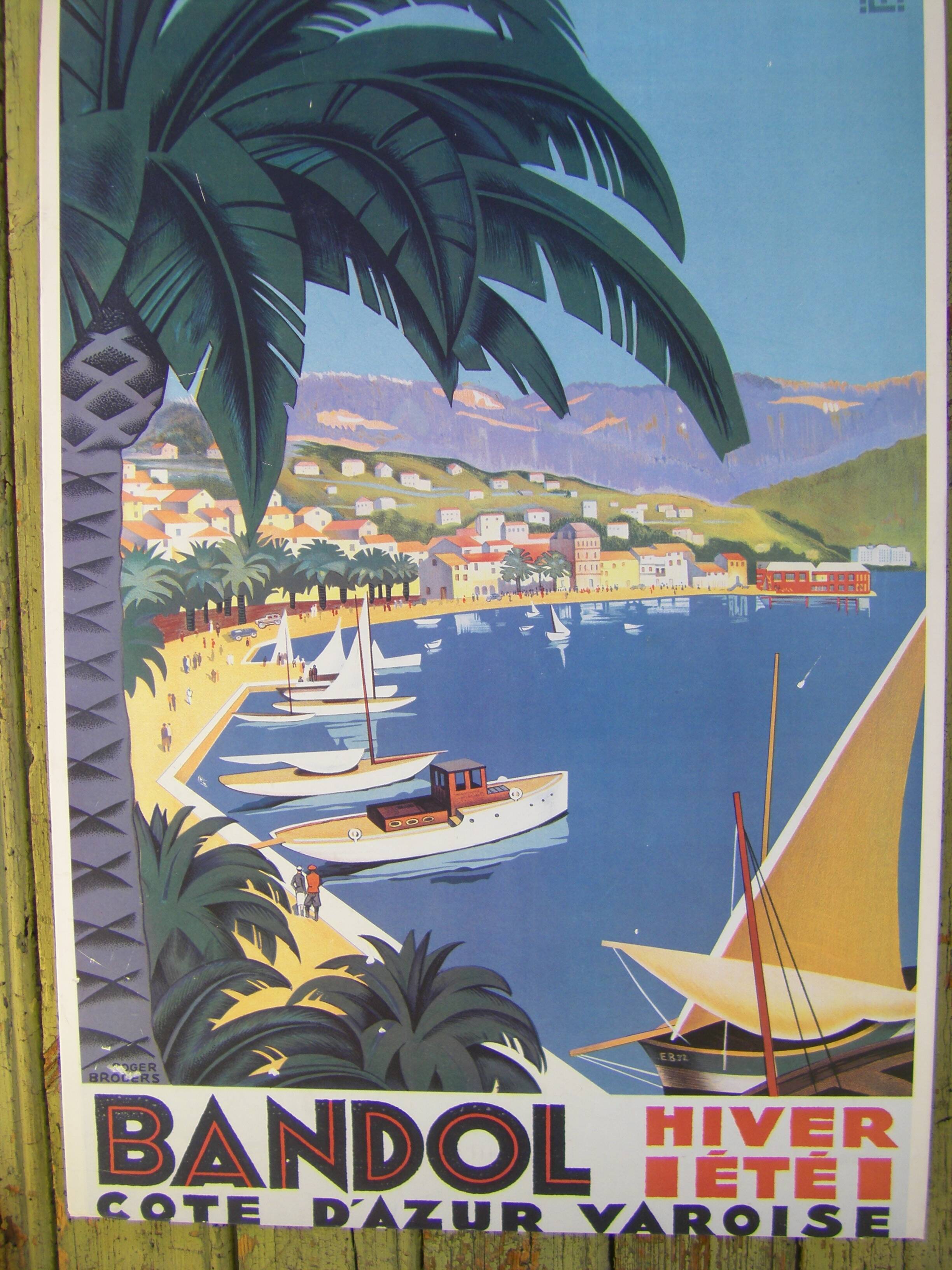 Carton publicitaire "port de Bandol" 65.5 x 46