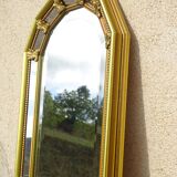 Hall mirror, gilded frame with fillets and fleur-de-lis.