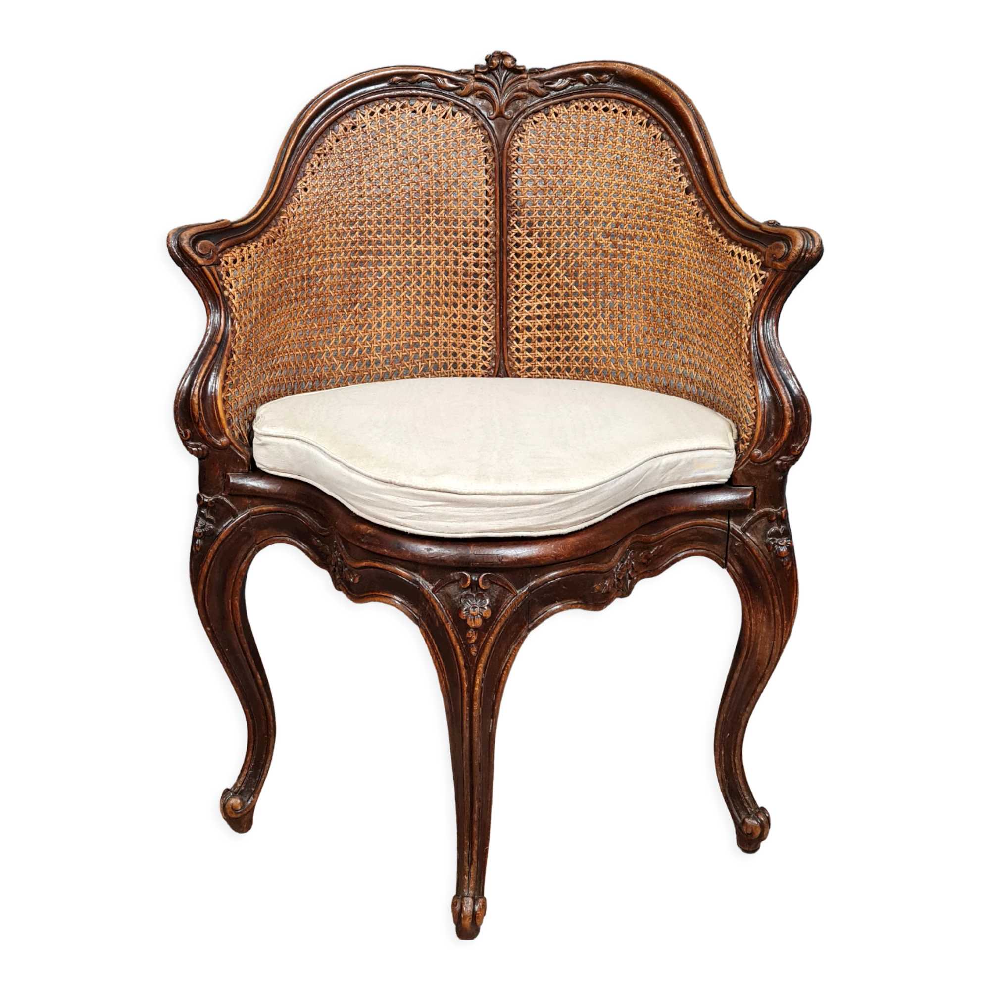 Louis XV office chair with arched gondola back circa 1850-1880