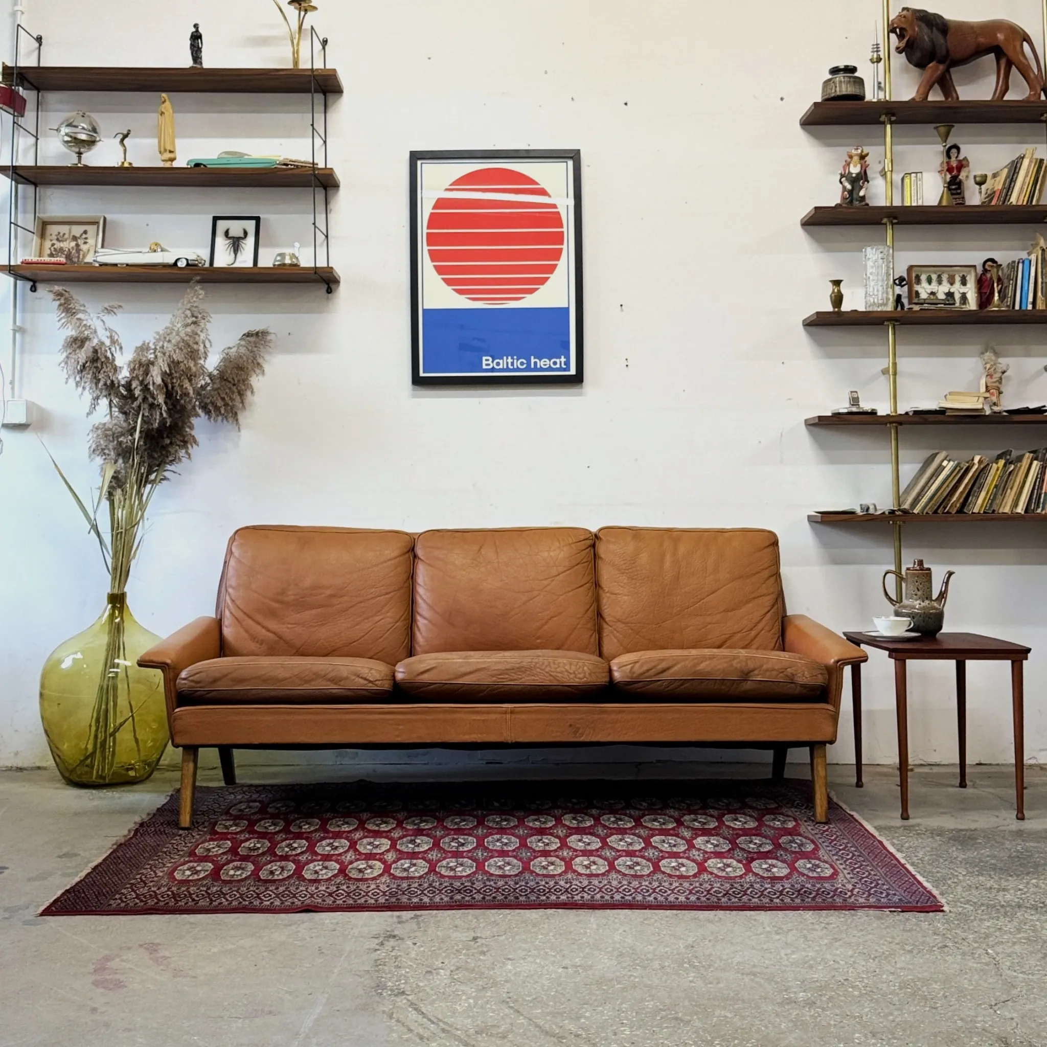 Leather sofa, Denmark, 1960s/70s, vintage, mid-century modern