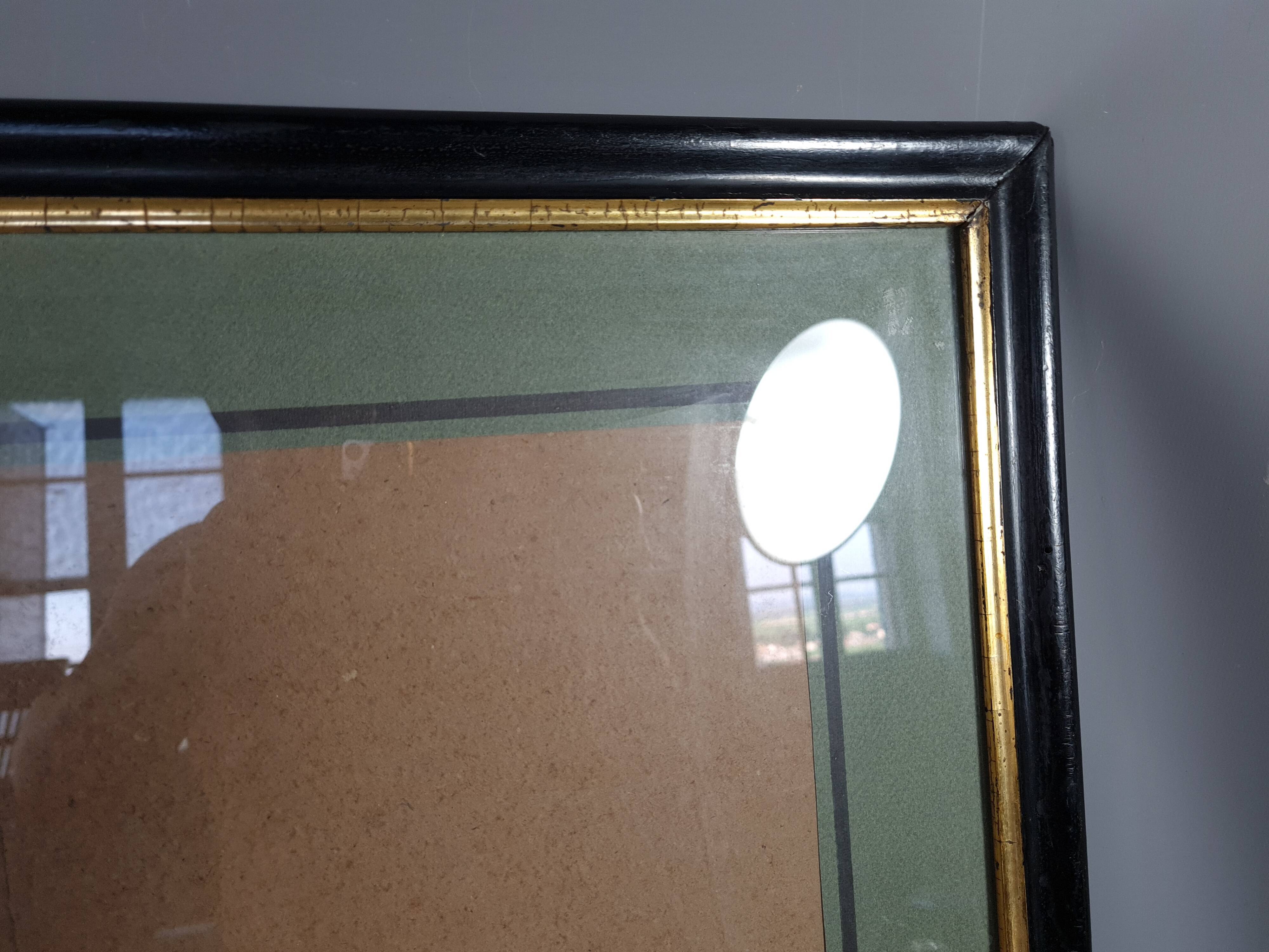 Frame Napoleon III lacquered wood black / gold 65,5x54,5 foliage 61x50 cm + SB glass