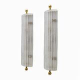 Pair of Art Dèco Style Italian Murano Glass and Brass Sconces