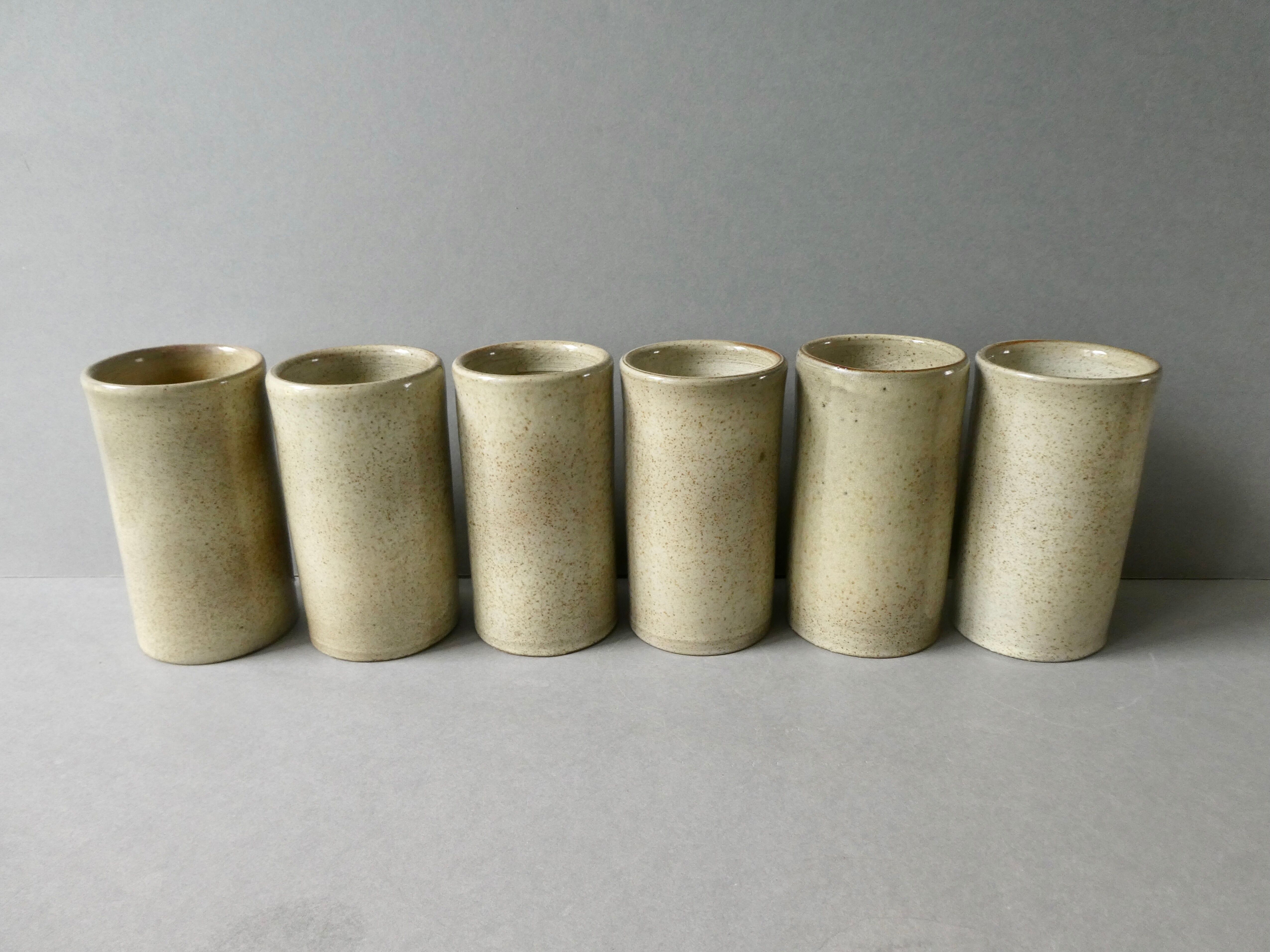 Set of 6 jean dubost glazed stoneware glasses in Noron