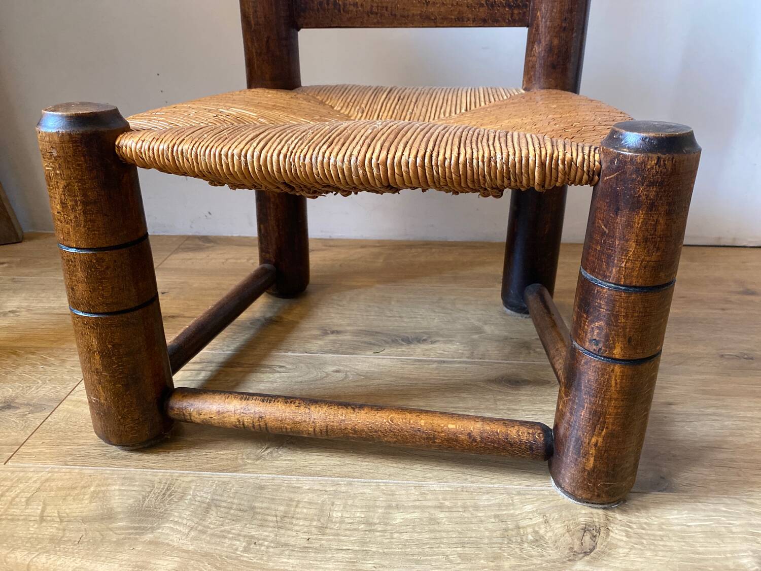 Brutalist straw low chair