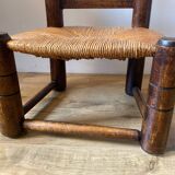 Brutalist straw low chair