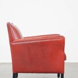 Fauteuil en cuir de mouton rouge