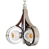 Mazzega Murano pendant lamp, Italy, 1970s – chrome and art glass