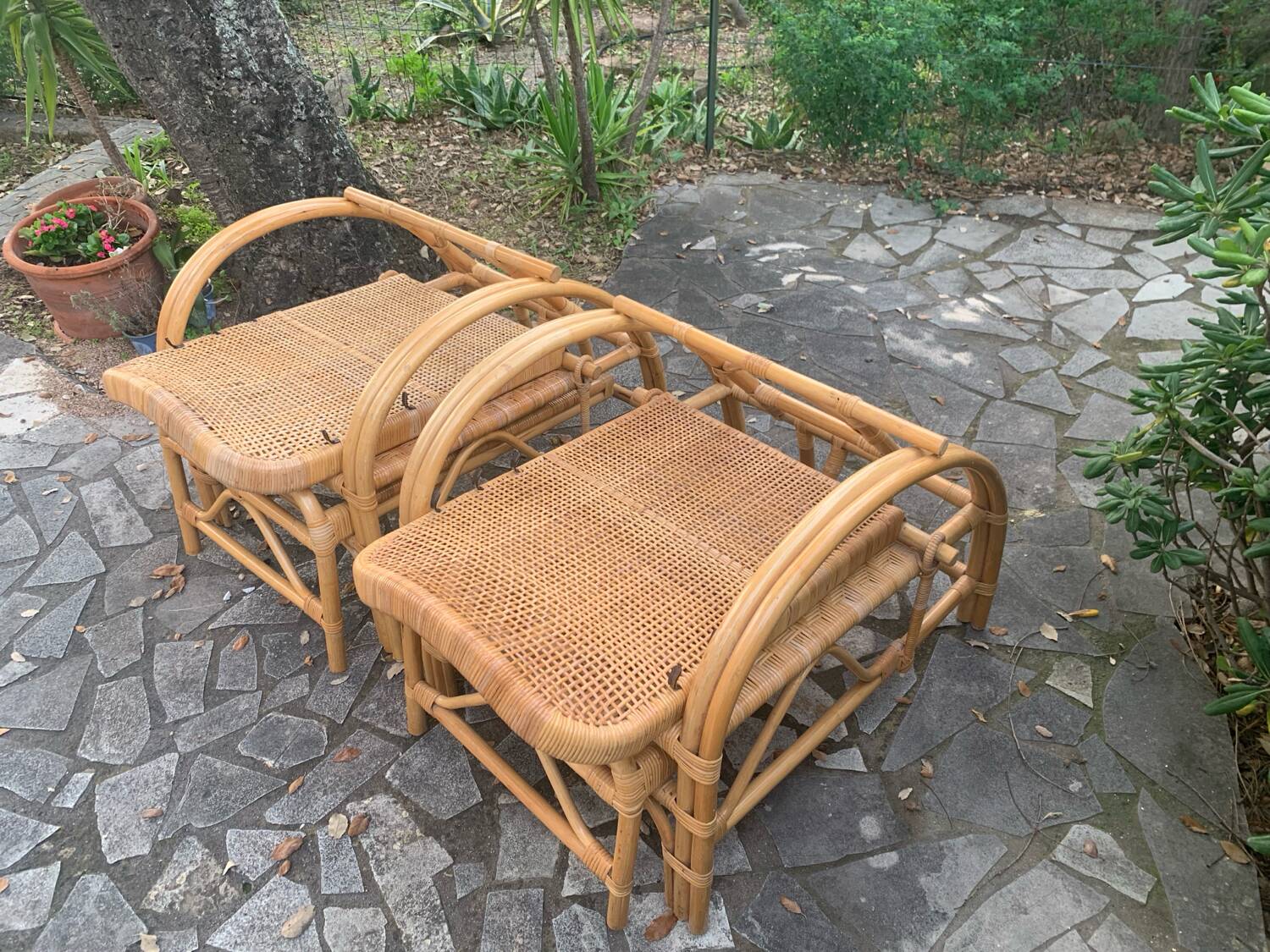 Vintage rattan lounge chairs