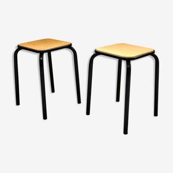 Pair of vintage industrial stools - 70s