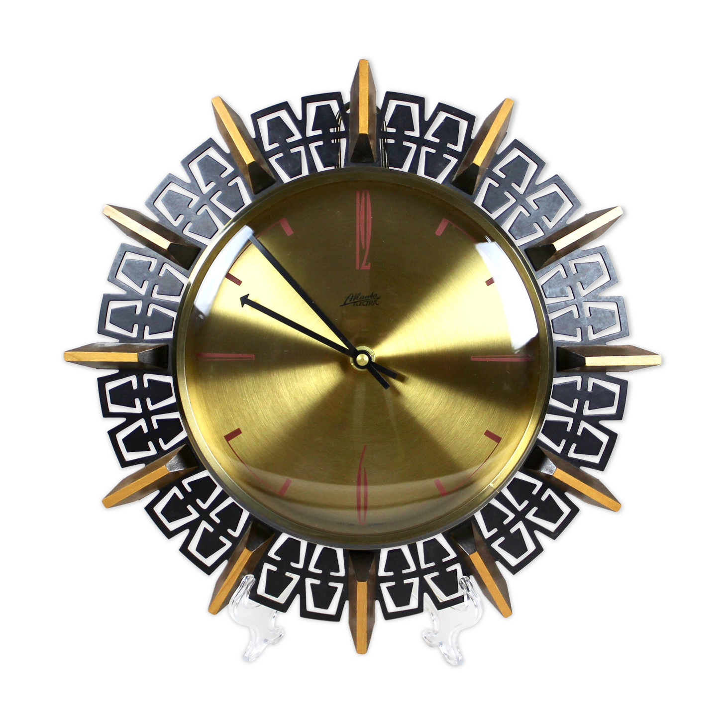 ANCIENNE HORLOGE MURALE électrique double face navire acier peint jaune desig... EUR 463,26 - FR
